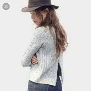 Madewell Palisade Back Zipper Wool Cable Knit Sweater